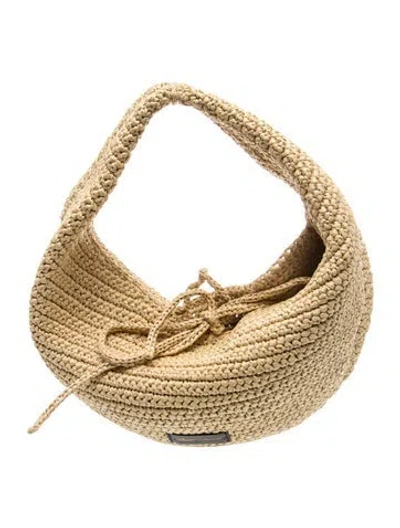 Pre-owned Khaite Straw  Olivia Shoulder Bag Medium In Neutral