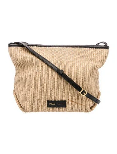 Pre-owned Khaite Straw Straw Leather-trim Shoulder Bag In Neutral