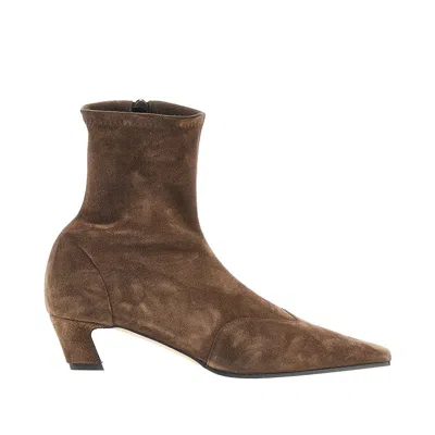 Khaite Stretch Suede Leather 'nevada' Boots In Multi