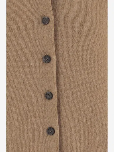 Khaite Stretch Wool And Cashmere Sweater In Brown