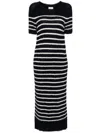 Khaite Stripe-pattern Knitted Tube Dress In Blue
