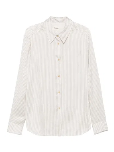 Khaite Stripe-pattern Long-sleeve Shirt In White