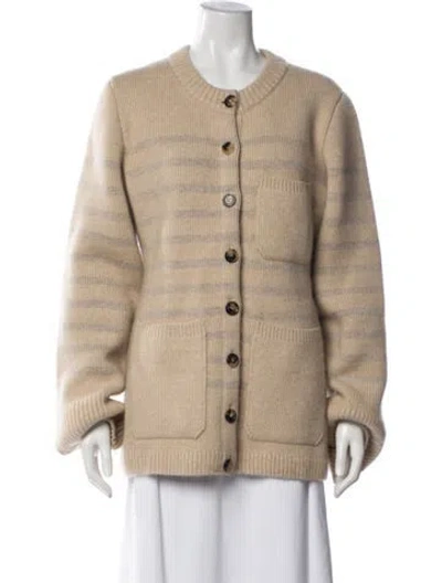 Pre-owned Khaite Striped Cashmere Sweater In Grey/neutrals