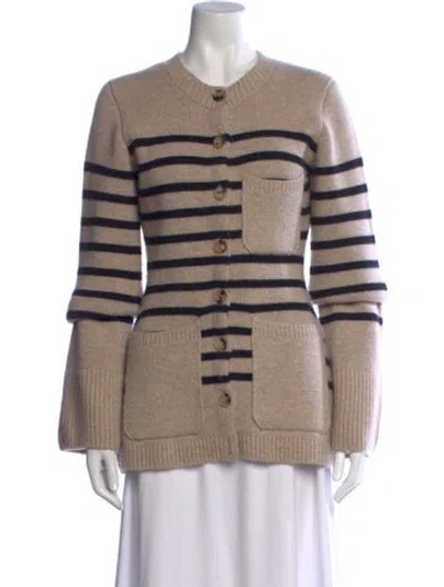 Pre-owned Khaite Striped Crew Neck Sweater In Neutrals