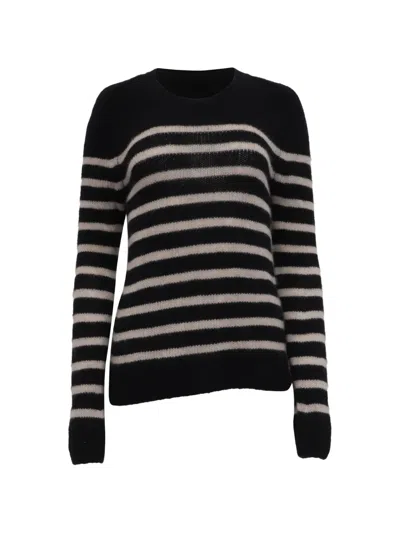 Pre-owned Khaite Striped Crewneck Sweater In Black