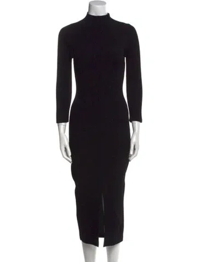 Pre-owned Khaite Striped Long Dress In Black