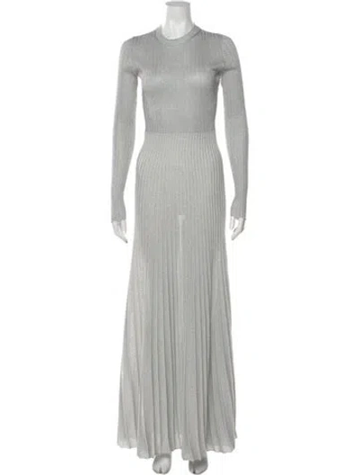 Pre-owned Khaite Striped Long Dress In Gray