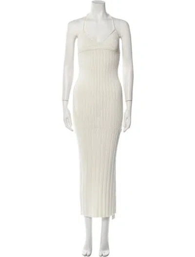 Pre-owned Khaite Striped Long Dress In Neutral