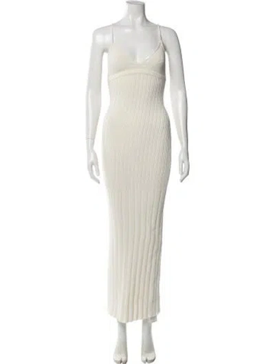 Pre-owned Khaite Striped Long Dress In Neutral