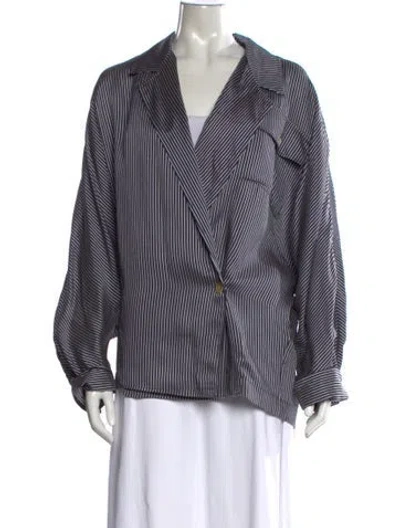 Pre-owned Khaite Striped Long Sleeve Blouse In Multi