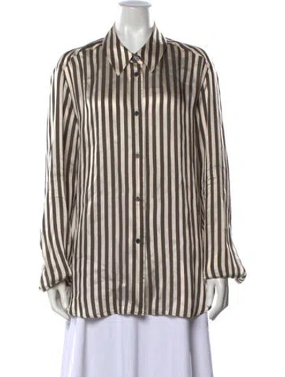 Pre-owned Khaite Striped Long Sleeve Blouse In Neutrals