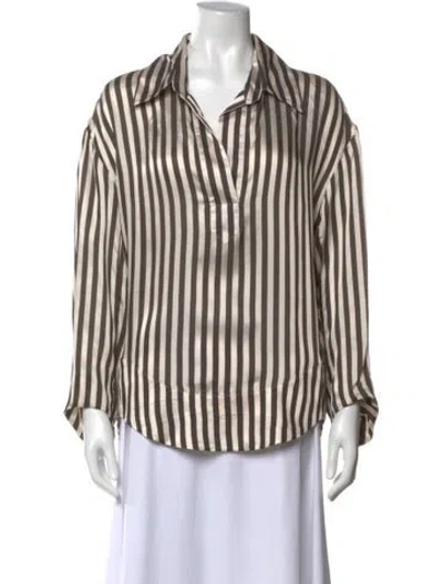 Pre-owned Khaite Striped Long Sleeve Blouse W/ Tags In Neutral