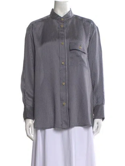 Pre-owned Khaite Striped Long Sleeve Button-up Top In Multi