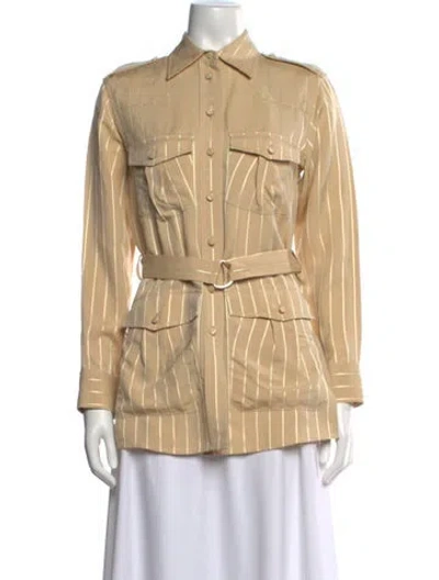 Pre-owned Khaite Striped Long Sleeve Button-up Top In Neutral