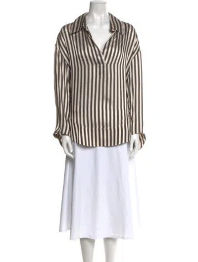 Pre-owned Khaite Striped Long Sleeve Tunic In Neutral