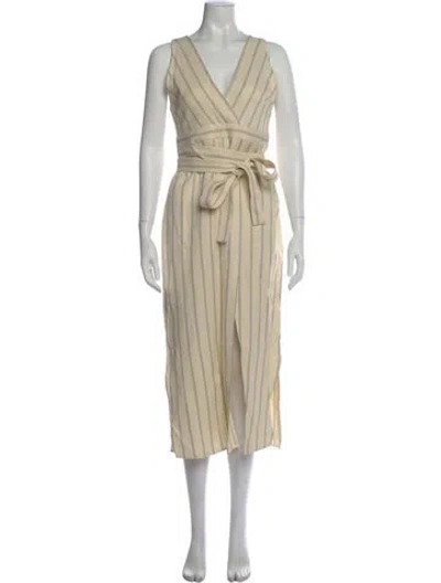 Pre-owned Khaite Striped Midi Length Dress In Neutral
