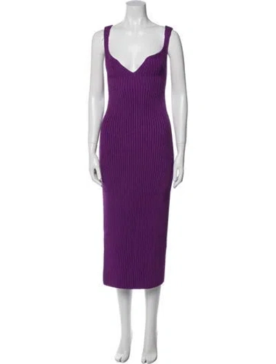 Pre-owned Khaite Striped Midi Length Dress In Purple