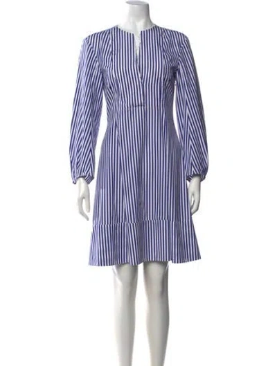 Pre-owned Khaite Striped Mini Dress In Blue/white