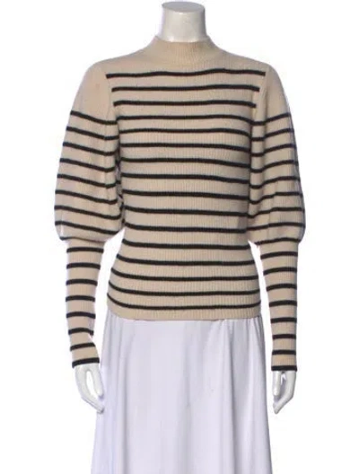 Pre-owned Khaite Striped Mock Neck Sweater In Neutral