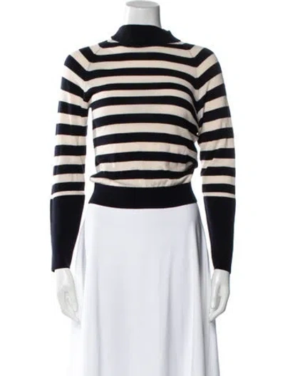 Pre-owned Khaite Striped Mock Neck Sweater In Neutral
