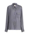 Khaite Yatty Stripe Button Down Blouse In Gray
