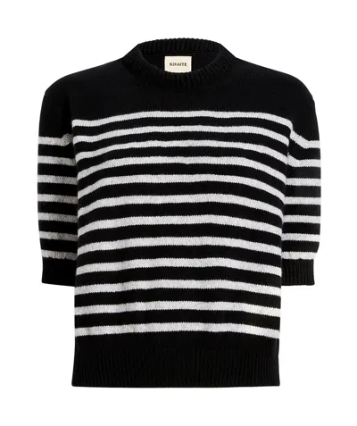 Khaite Striped Knitted Top In Black