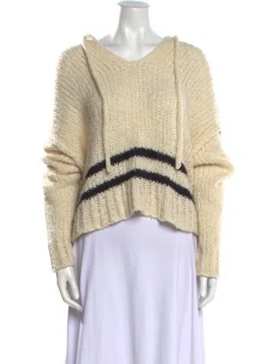 Pre-owned Khaite Striped V-neck Sweater In Neutral