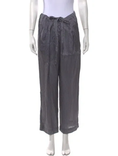 Pre-owned Khaite Striped Wide Leg Pants In Brown/grey
