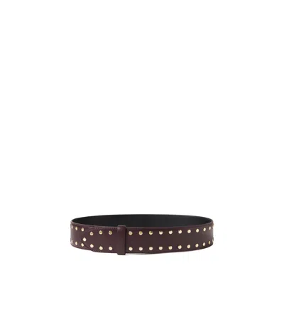 Khaite Theo Studded Leather Belt In Brown