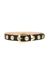 Khaite Benny Skinny Patent Leather Studded Belt In Black