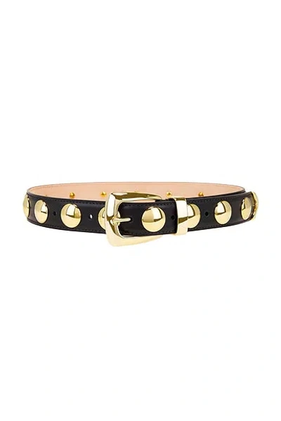 Khaite Benny Skinny Patent Leather Studded Belt In Nero