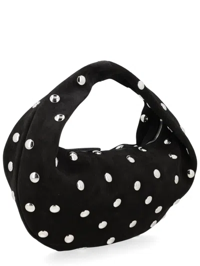 Khaite Studded Calf Leather Hobo Bag In Black