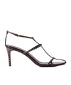 Khaite Cage Studded Glossed-leather Sandals In Burgundy