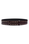 Khaite Theo Studded Leather Belt In Burgundy