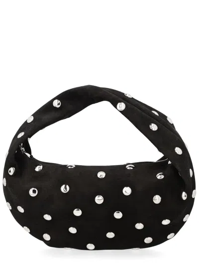 Khaite Studded Suede Hobo Shoulder Bag In Black