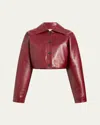 Khaite Sue Cropped Leather Jacket In Oxblood
