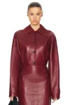 Khaite Sue Cropped Leather Jacket In Oxblood