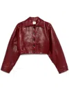 Khaite Sue Cropped Leather Jacket In Red