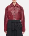 Khaite Sue Cropped Leather Jacket In Red