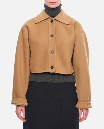 Khaite Sue Buttoned Wool Jacket In Beige