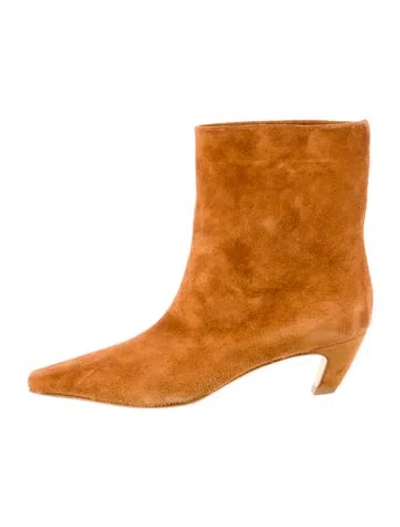 Pre-owned Khaite Suede Animal Print Boots In Brown