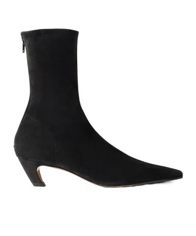 Khaite Arizona Suede Ankle Boots In Black