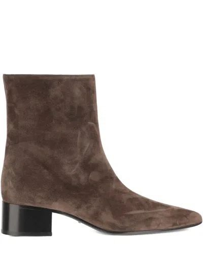 Khaite Suede Ankle Boots In Brown
