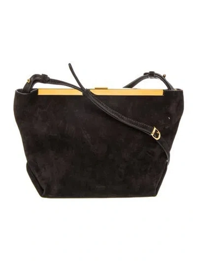 Pre-owned Khaite Suede Augusta Crossbody Bag Large In Black