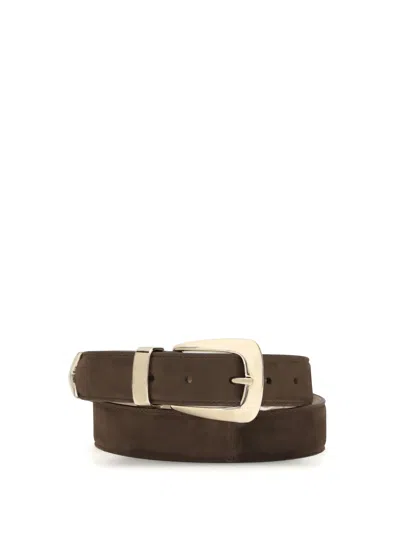 Khaite Suede Benny Belt In Brown