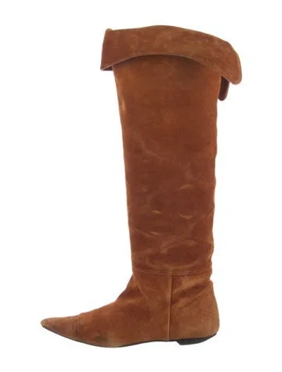Pre-owned Khaite Suede Boots In Brown