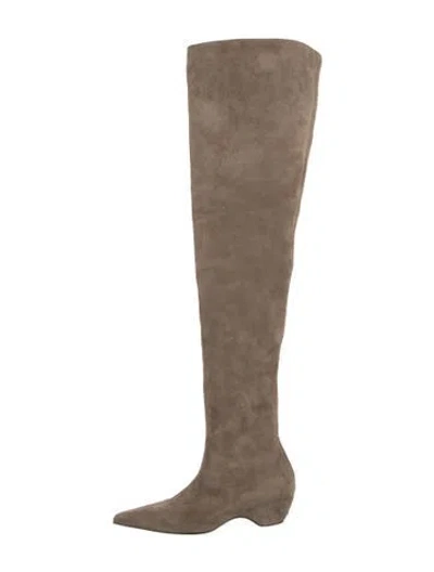 Pre-owned Khaite Suede Boots In Neutral