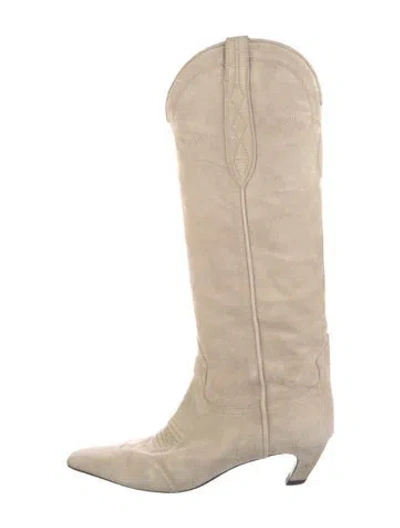 Pre-owned Khaite Suede Boots In Neutral