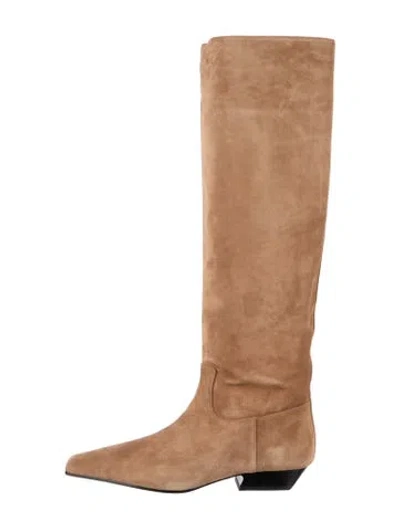 Pre-owned Khaite Suede Boots In Neutral