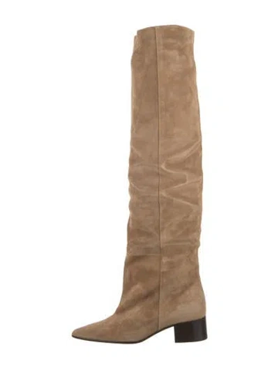 Pre-owned Khaite Suede Boots W/ Tags In Neutral